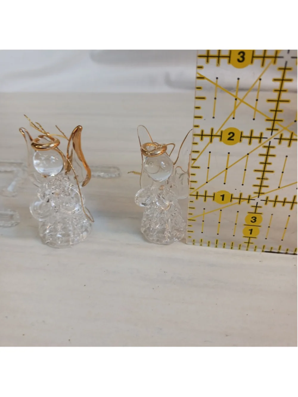 Lot Of 4 Vintage Handmade Glass Ornaments (2) Angel (2) Cross Grandmacore Cute